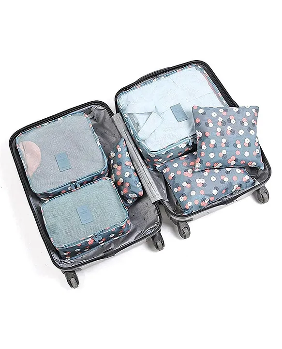 NeonateCare Travel Storage Clothes Packing Cubes Space Savers Bags Cosmetics Socks Shoes Organizer Pouch Pack of 6 - Multicolor( Color and design may vary)