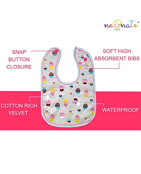 NeonateCare Baby Waterproof Cotton Feeding Bibs Apron Reusable Durable Long Lasting for Babies Girls Boys- Multicolor ( color and design may vary)