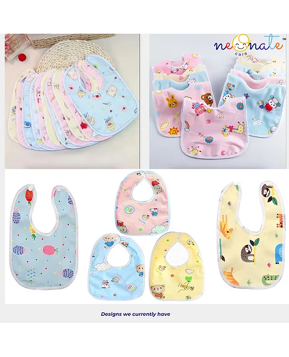 NeonateCare Baby Waterproof Cotton Feeding Bibs Apron Reusable Durable Long Lasting for Babies Girls Boys- Multicolor ( color and design may vary)