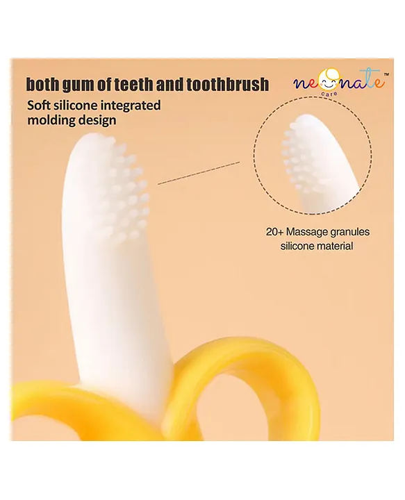 NeonateCare Baby Banana Shaped Silicone Bendable 100% Flexible Training Ultra Soft Bristle Baby Gum Massager - MultiColor( Color and design may vary)