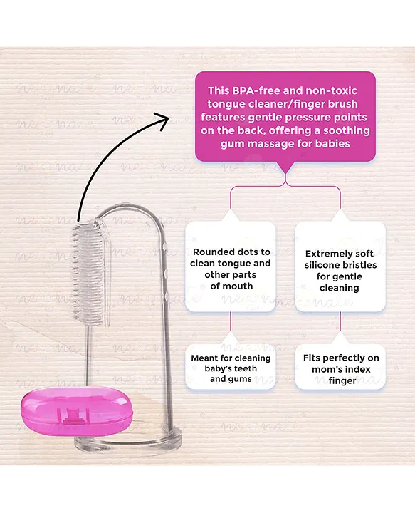 NeonateCare Baby Finger Brush with protective case - White ( color and design may vary)