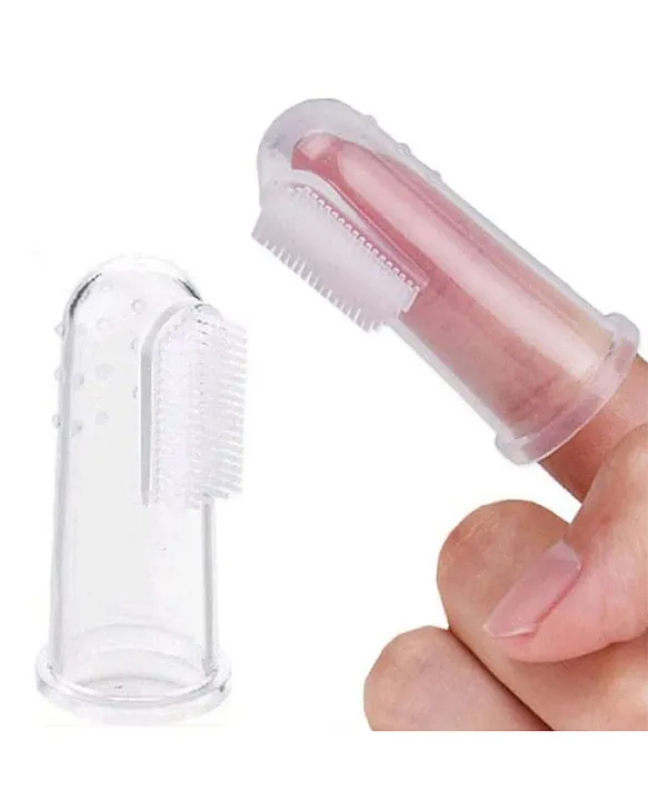 NeonateCare Baby Silicone Soft Bristles Finger Tooth Brush With Tongue Cleaner Back And Travel Protective Case Soft Baby Toothbrush For Babies Oral Hygienic Care (PINK)( Color and design may vary)