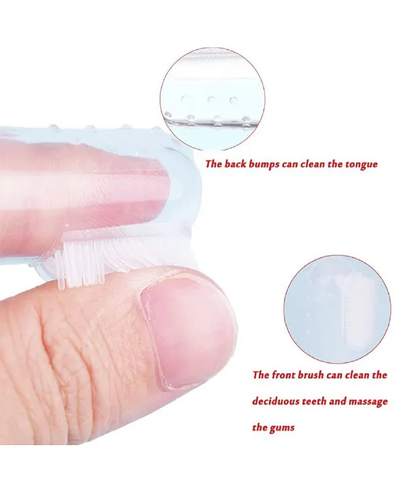 NeonateCare Baby Silicone Soft Bristles Finger Tooth Brush With Tongue Cleaner Back And Travel Protective Case Soft Baby Toothbrush For Babies Oral Hygienic Care (PINK)( Color and design may vary)
