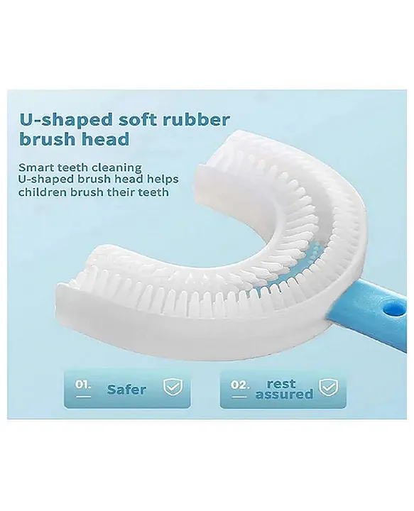 NeonateCare Soft Silicone Finger Toothbrush with U Shape Soft Bristles Brush for Kids Pack Of 2- Multicolor ( color and design may vary)