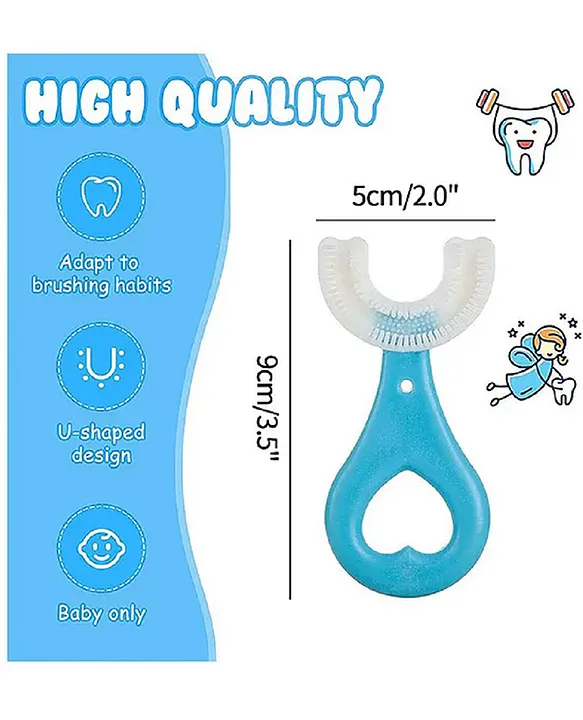 NeonateCare Soft Silicone Finger Toothbrush with U Shape Soft Bristles Brush for Kids Pack Of 2- Multicolor ( color and design may vary)