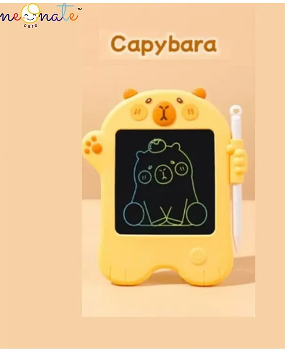 NeonateCare LCD Writing Pad/Tab | Writing, Drawing, Reusable, Portable Pad with Colorful Letters | 4.7 Inch Graphic Tablet (CapyBara)(color and design may vary)