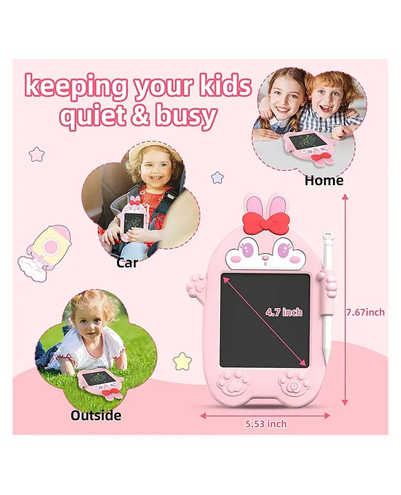 NeonateCare LCD Writing Pad/Tab | Writing, Drawing, Reusable, Portable Pad with Colorful Letters | 4.7 Inch Graphic Tablet (CapyBara)(color and design may vary)