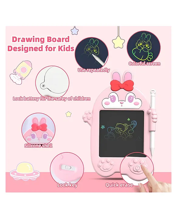 NeonateCare LCD Writing Pad/Tab | Writing, Drawing, Reusable, Portable Pad with Colorful Letters | 4.7 Inch Graphic Tablet (CapyBara)(color and design may vary)
