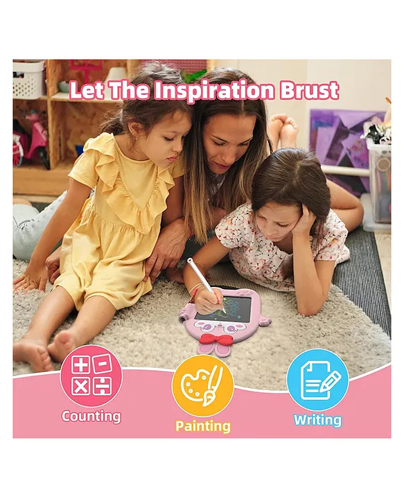 NeonateCare LCD Writing Pad/Tab | Writing, Drawing, Reusable, Portable Pad with Colorful Letters | 4.7 Inch Graphic Tablet (CapyBara)(color and design may vary)