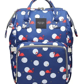 NeonateCare Water Resistant Diaper Flamingo Print Backpack - Blue( Color and design may vary)