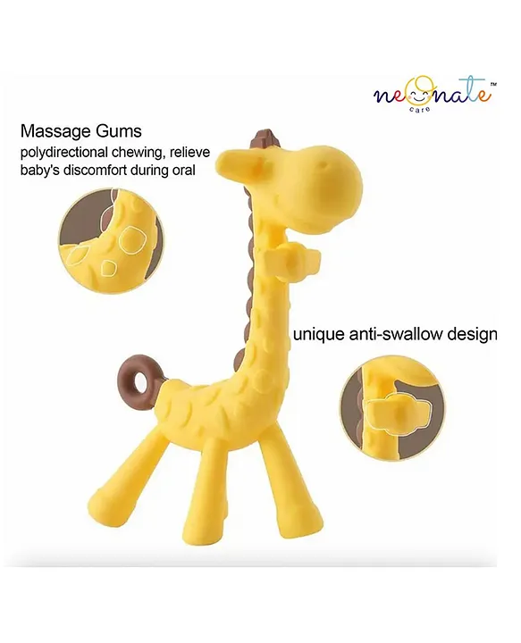 Baby Teether Set of 2, Soft Silicone Teether(Green Giraffe Teether , BlueRing Teether)