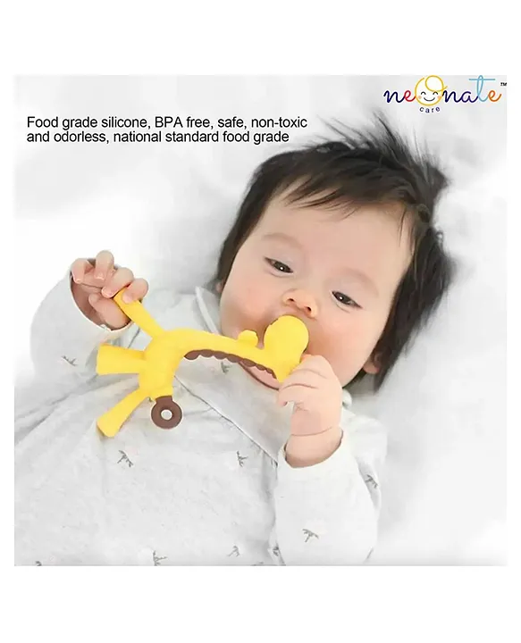 Baby Teether Set of 2, Soft Silicone Teether(Green Giraffe Teether , BlueRing Teether)