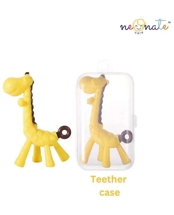 Baby Teether Set of 2, Soft Silicone Teether(Green Giraffe Teether , BlueRing Teether)