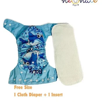 Reusable Cloth Diaper with Diaper Inserts - Blue Astronaut Print - NeonateCare India