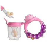 Baby Ring Style Food Fruit Feeder Nibbler and Spoon Feeder - Pink ( color and design may vary) - NeonateCare India