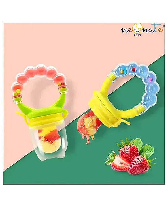 Baby Ring Style Food Fruit Feeder Nibbler and Spoon Feeder - Pink ( color and design may vary)