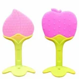 Silicone Peach & Apple Shape Teether Pack of 2 - Multicolour - NeonateCare India