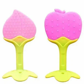 Silicone Peach & Apple Shape Teether Pack of 2 - Multicolour - NeonateCare India