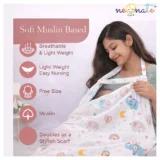 Multi Purpose Striped Nursing Cover - White Muslin cover Elephant Print - NeonateCare India