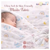 Multi Purpose Striped Nursing Cover - White Muslin cover Elephant Print - NeonateCare India