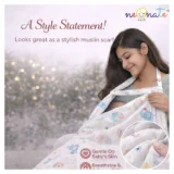 Multi Purpose Striped Nursing Cover - White Muslin cover Elephant Print - NeonateCare India