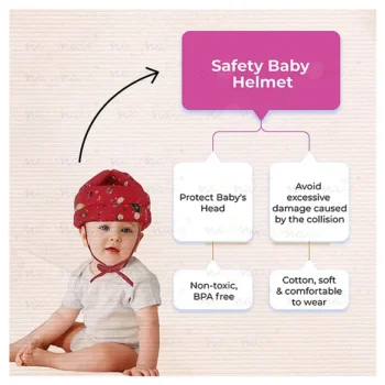 Baby Helmet, Toddler Head Protector for 6+ Months - (Red space Print Helmet) - NeonateCare India