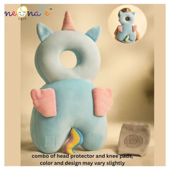 Baby Head Protector & Baby Crawling Safety Pillow Adjustable Toddler Baby Head Protection Cushion Backpack - (Unicorn Head Protector with Knee pads) - NeonateCare India