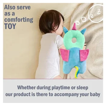 Baby Head Protector & Baby Crawling Safety Pillow Adjustable Toddler Baby Head Protection Cushion Backpack - (Unicorn Head Protector with Knee pads) - NeonateCare India