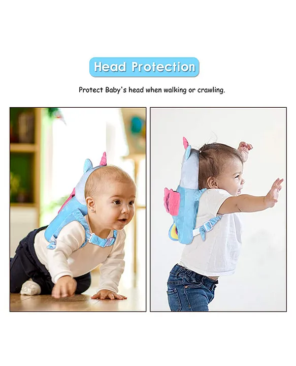 Baby Head Protector & Baby Crawling Safety Pillow Adjustable Toddler Baby Head Protection Cushion Backpack - (Unicorn Head Protector with Knee pads)