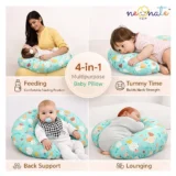 Cotton Feeding Pillow made with Pure cotton fabric - Green Fish design Mom Feeding Pillow - NeonateCare India
