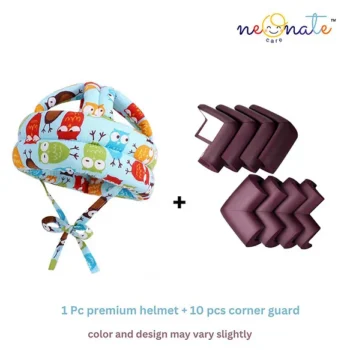 Baby Helmet for head protection (blue owl helmet) and 10 pcs corner guards - NeonateCare India
