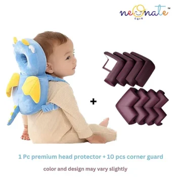 Baby head protector (blue feathers head protector) and 10 pcs corner guards - NeonateCare India