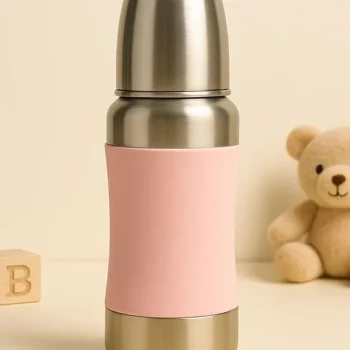 Premium Steel Feeding Bottle ( Steel Bottle with pink sleeves) - 240 ml) - NeonateCare India