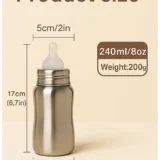 Premium Steel Feeding Bottle ( Steel Bottle with pink sleeves) - 240 ml) - NeonateCare India