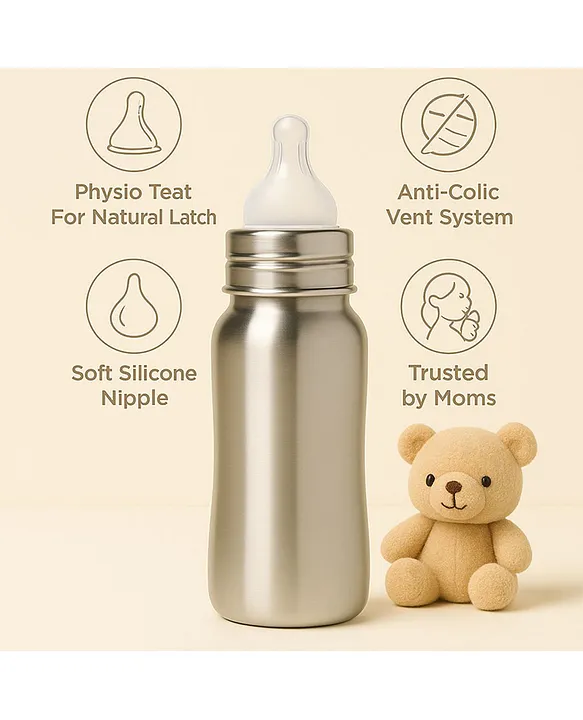 Premium Steel Feeding Bottle ( Steel Bottle ) - 240 ml)