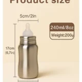 Premium Steel Feeding Bottle ( Steel Bottle ) - 240 ml) - NeonateCare India
