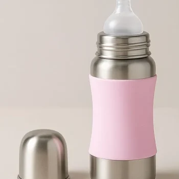 Premium Steel Feeding Bottle ( Steel Bottle with pink sleeves) - 240 ml) - NeonateCare India