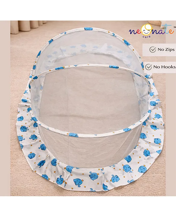 Pop Up Mosquito Net Large Size foldable Mosquito Net - Blue Elephant print Pop Up Mosquito Net