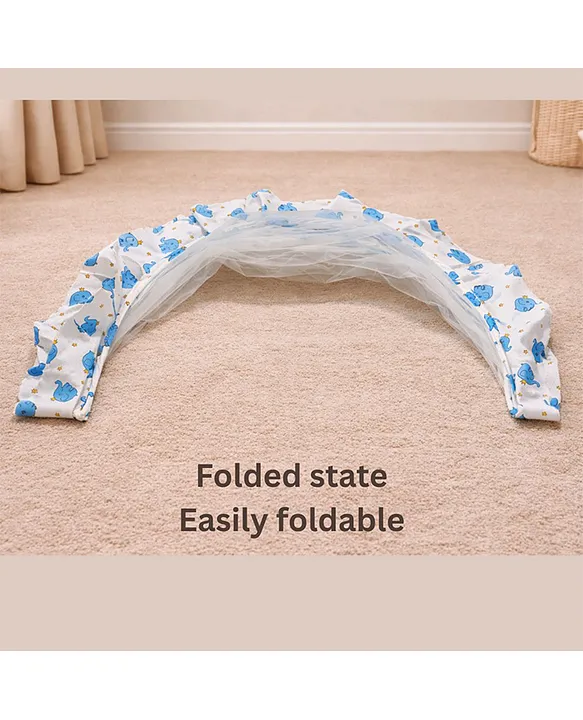 Pop Up Mosquito Net Large Size foldable Mosquito Net - Blue Elephant print Pop Up Mosquito Net