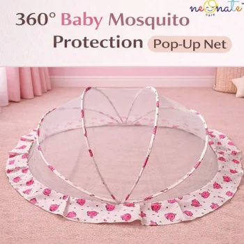 Pop Up Mosquito Net Large Size foldable Mosquito Net - Pink Elephant print Pop Up Mosquito Net - NeonateCare India