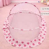 Pop Up Mosquito Net Large Size foldable Mosquito Net - Pink Elephant print Pop Up Mosquito Net - NeonateCare India