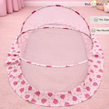 Pop Up Mosquito Net Large Size foldable Mosquito Net - Pink Elephant print Pop Up Mosquito Net - NeonateCare India