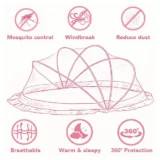 Pop Up Mosquito Net Large Size foldable Mosquito Net - Pink Elephant print Pop Up Mosquito Net - NeonateCare India