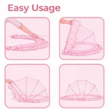 Pop Up Mosquito Net Large Size foldable Mosquito Net - Pink Elephant print Pop Up Mosquito Net - NeonateCare India