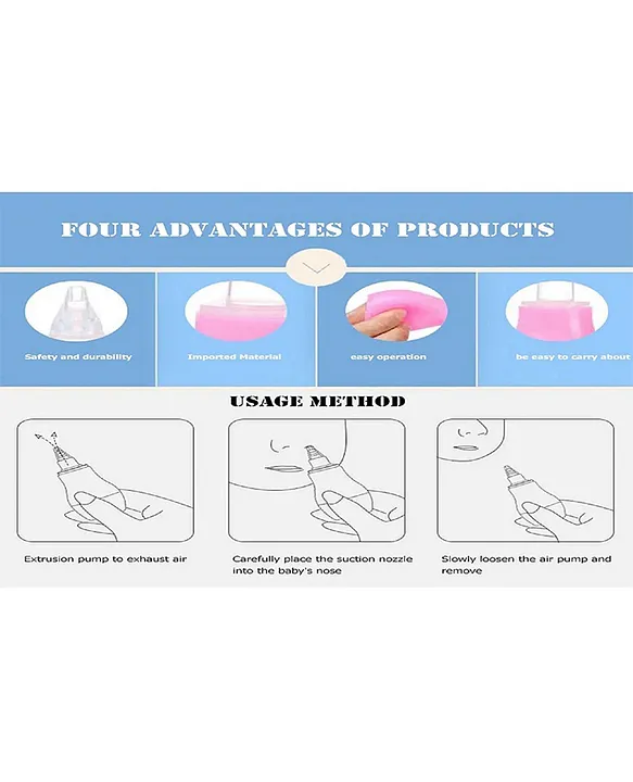 Baby Silicone Nose Cleaner Nasal Aspirator for Babies Pack of 2 - (2 Blue Nose Cleaner)
