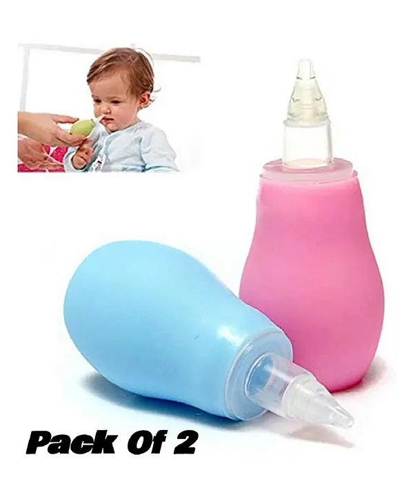 20620994a Baby Silicone Nose Cleaner Nasal Aspirator for Babies Pack of 2 - (Blue Nose Cleaner and Pink Nose Cleaner) - NeonateCare India