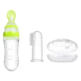 Finger Toothbrush and Spoon feeder - Pack of 2 ( Green Spoon feeder and white finger brush) - NeonateCare India