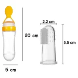 Finger Toothbrush and Spoon feeder - Pack of 2 ( Green Spoon feeder and white finger brush) - NeonateCare India