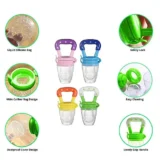 Baby Silicone Nose Cleaner and Fruit Feeder Pack of 2 - (1 Blue Nose Cleaner , 1 Pink Fruit Feeder) - NeonateCare India