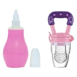 Baby Silicone Nose Cleaner and Fruit Feeder Pack of 2 - (1 Pink Nose Cleaner , 1 Pink Fruit Feeder) - NeonateCare India